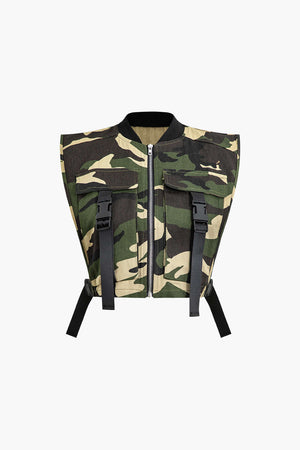 Zip Up Flap Pocket Cargo Yelek