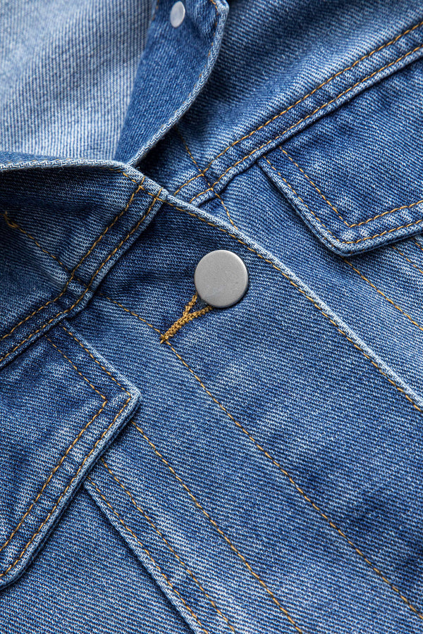 Denim Pocket Button Long Sleeve Ceket