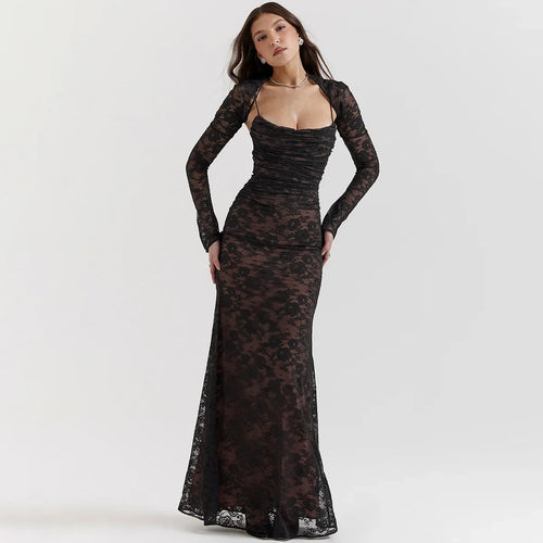 Vintage Dantelli Maxi Elbise
