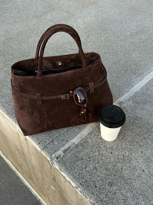 Ria Suede Bag - Deep Brown