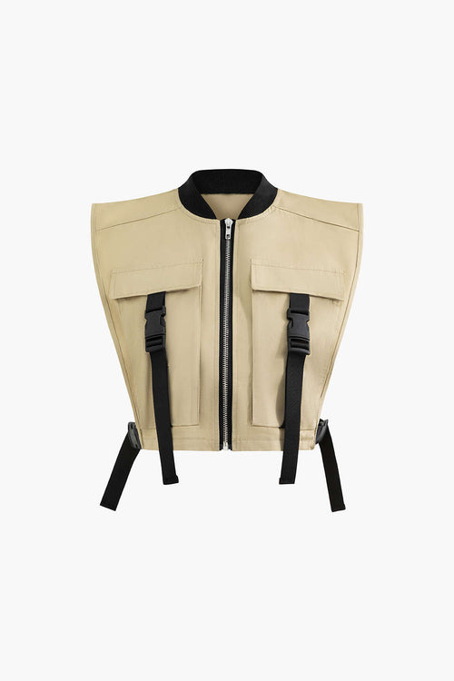 Zip Up Flap Pocket Cargo Yelek
